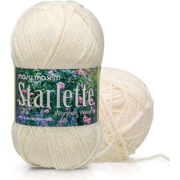 Mary Maxim Starlette Knitting and Crochet Yarn - Acrylic Yarn Worsted Weight 4, Natural