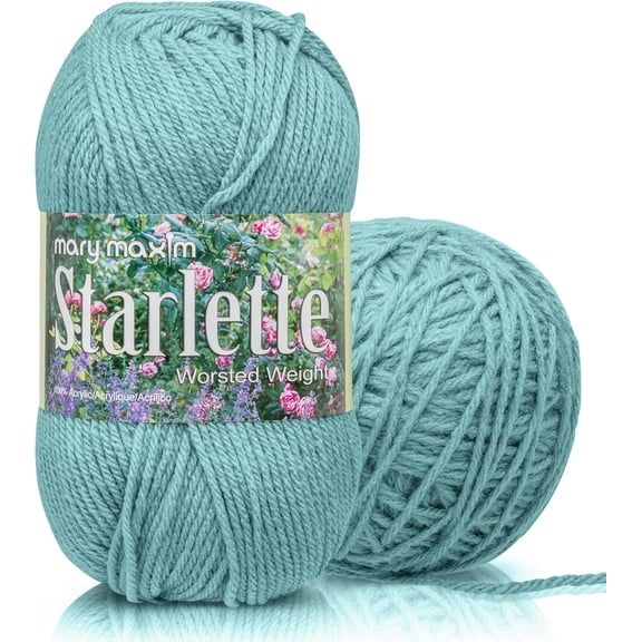 Mary Maxim Starlette Crochet and Knitting Yarn - Acrylic Worsted Weight Yarn 4, Light Aqua