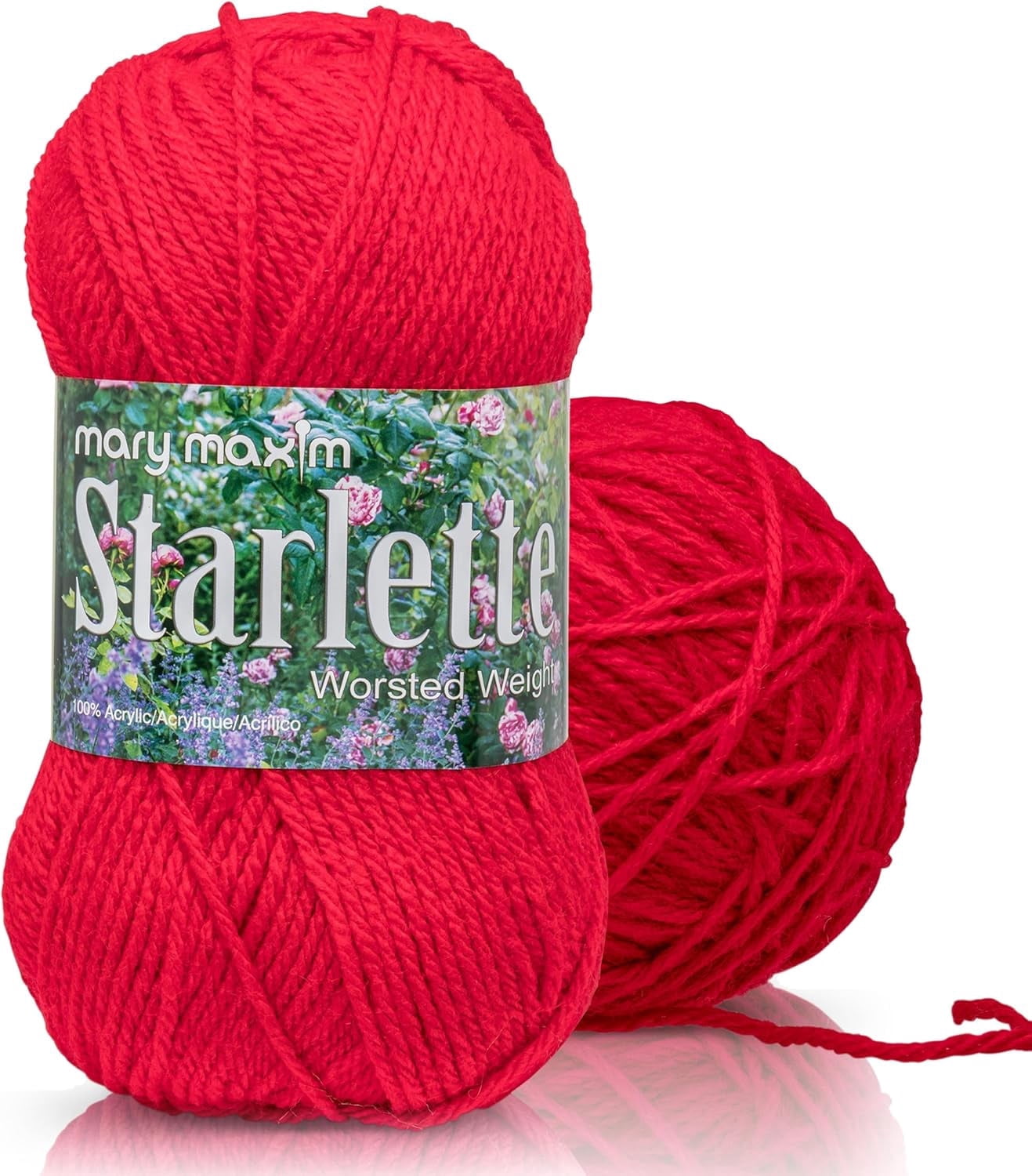 Mary Maxim Starlette Knitting and Crochet Yarn, Acrylic Yarn Worsted Weight Yarn, Cardinal