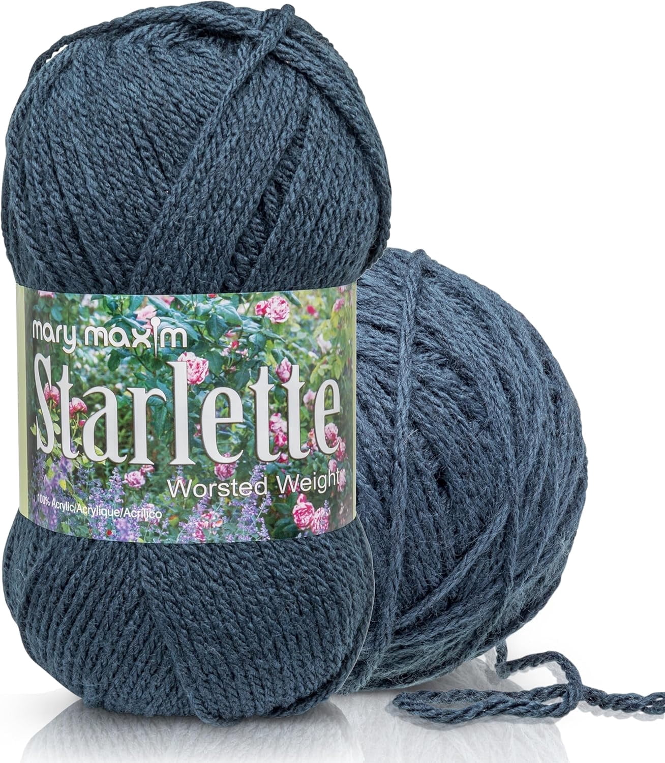 Mary Maxim Starlette Crochet and Knitting Yarn - Acrylic Worsted Weight Yarn 4, Dark Azure