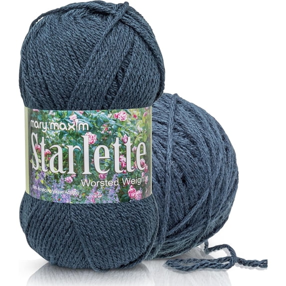 Mary Maxim Starlette Crochet and Knitting Yarn - Acrylic Worsted Weight Yarn 4, Dark Azure