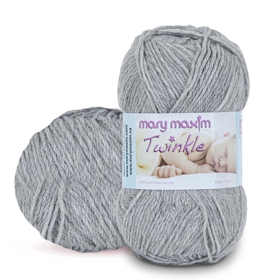 Mary Maxim Twinkle Baby Yarn Fingering Weight Yarn 230 Yards, 1.75 OZ Skein, Light Grey