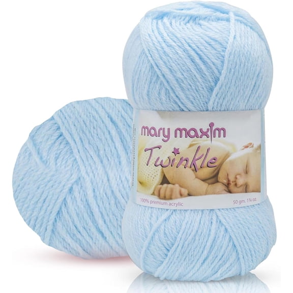 Mary Maxim Twinkle Baby Yarn Blue Fingering Weight Yarn 230 Yards, 1.75 OZ Skein, Blue