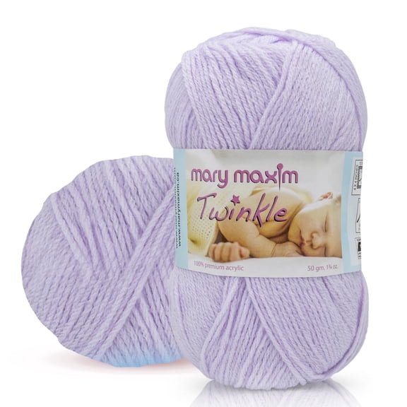Mary Maxim Twinkle Baby Yarn Soft Fingering Weight Yarn 230 Yards, 1.75 OZ Skein, Lilac