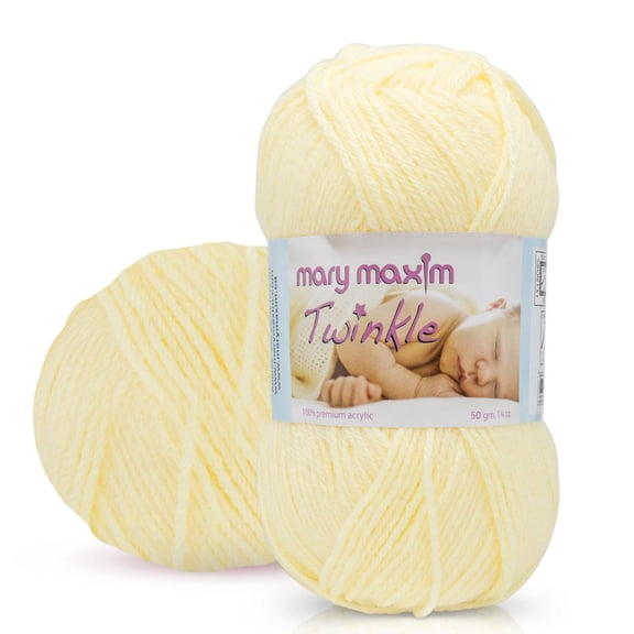 Mary Maxim Twinkle Baby Yarn Yellow Fingering Weight Yarn 230 Yards, 1.75 OZ Skein, Yellow