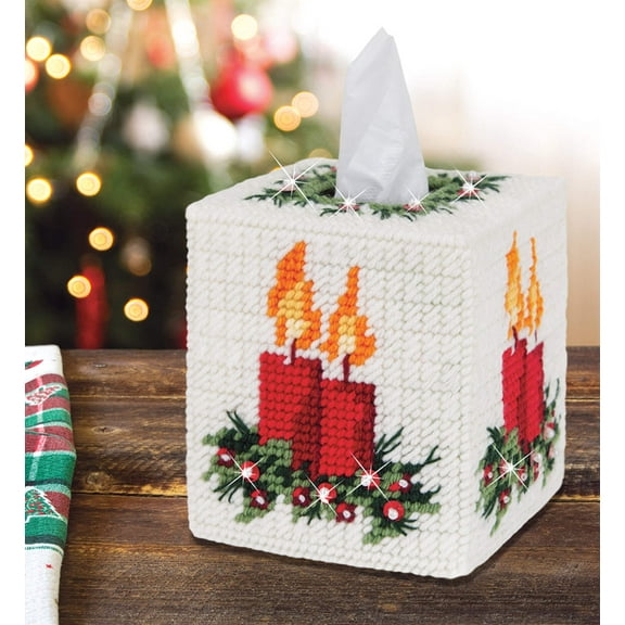 Mary Maxim Warm Glow Tissue Box Cover Plastic Canvas Kit