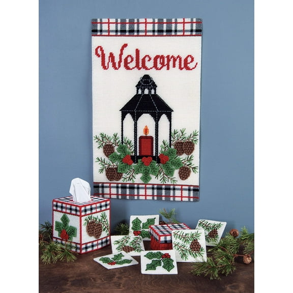 Mary Maxim Winter Welcome Wall Hanging Plastic Canvas Kit - 13.5" x 22.5"