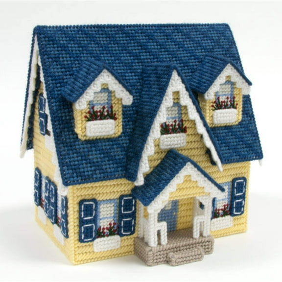 Mary Maxim Yellow Cape Cod House Plastic Canvas Kit