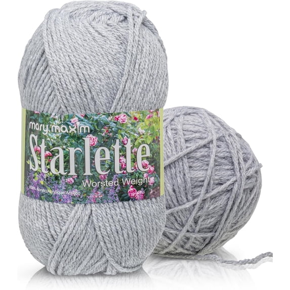 Mary Maxim Starlette Knitting and Crochet Yarn - Acrylic Worsted Weight Light Grey Yarn