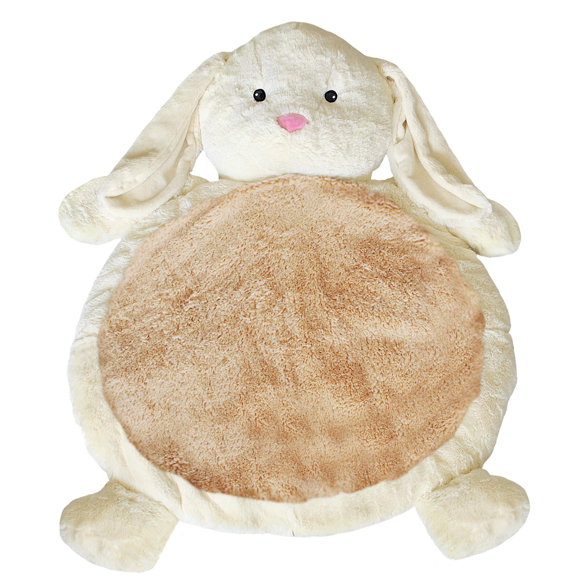 Cream and Beige Plush Bunny Baby Mat