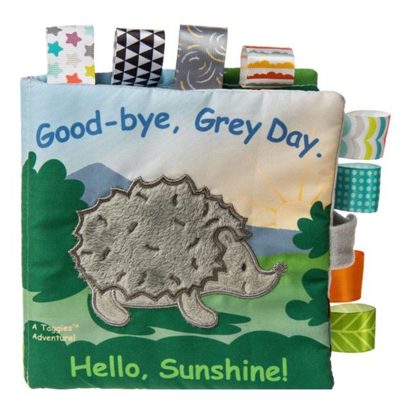 Taggies Touch & Feel Soft Cloth Book with Crinkle Paper & Squeaker, 6 x 6-Inches, Heather Hedgehog