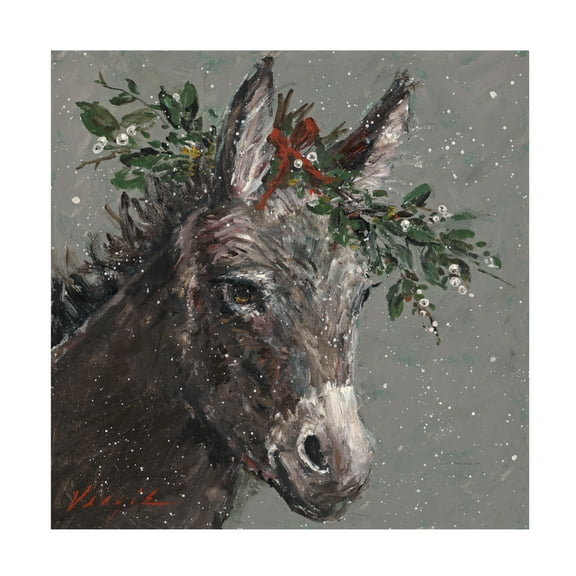 Trademark Fine Art Mary Miller Veazie Mary Beth The Christmas Donkey Canvas Wall Art - 35x35