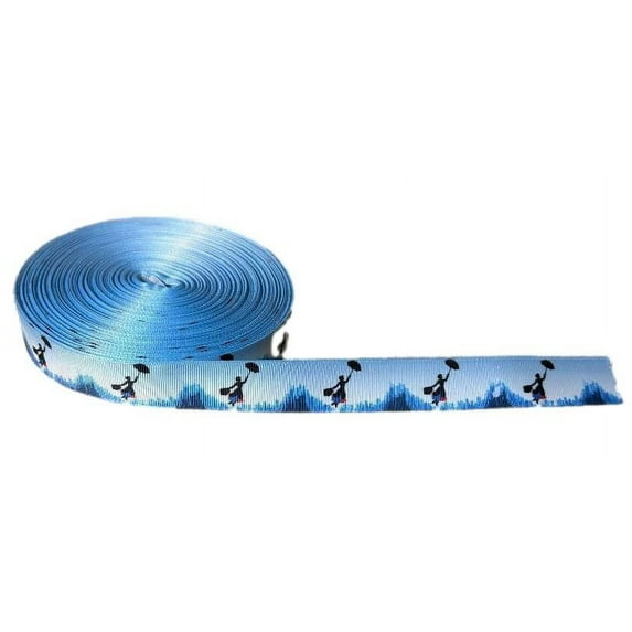 Mary Poppins Blue Border 1" Wide 3 Yards Repeat Ribbon