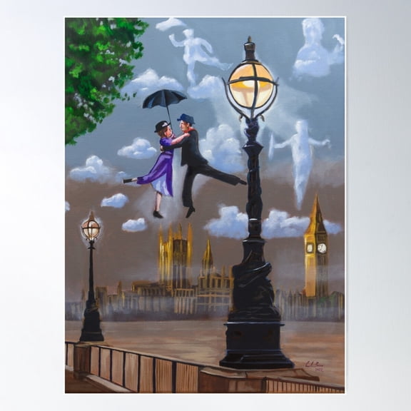 Mary Poppins London Dancing Poster Wall Art, Modern Wall Decor For Living Room Bedroom, 12x18 UNFRAMED