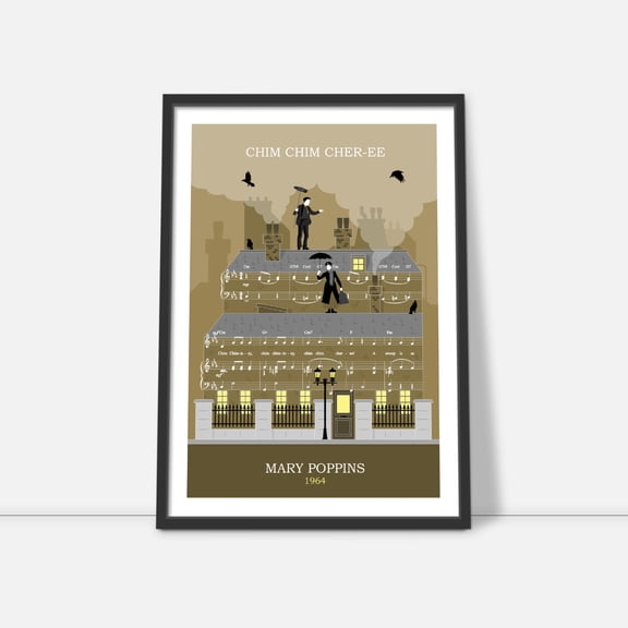 Mary Poppins Movie Theme Song Print, Musical Film Score Poster