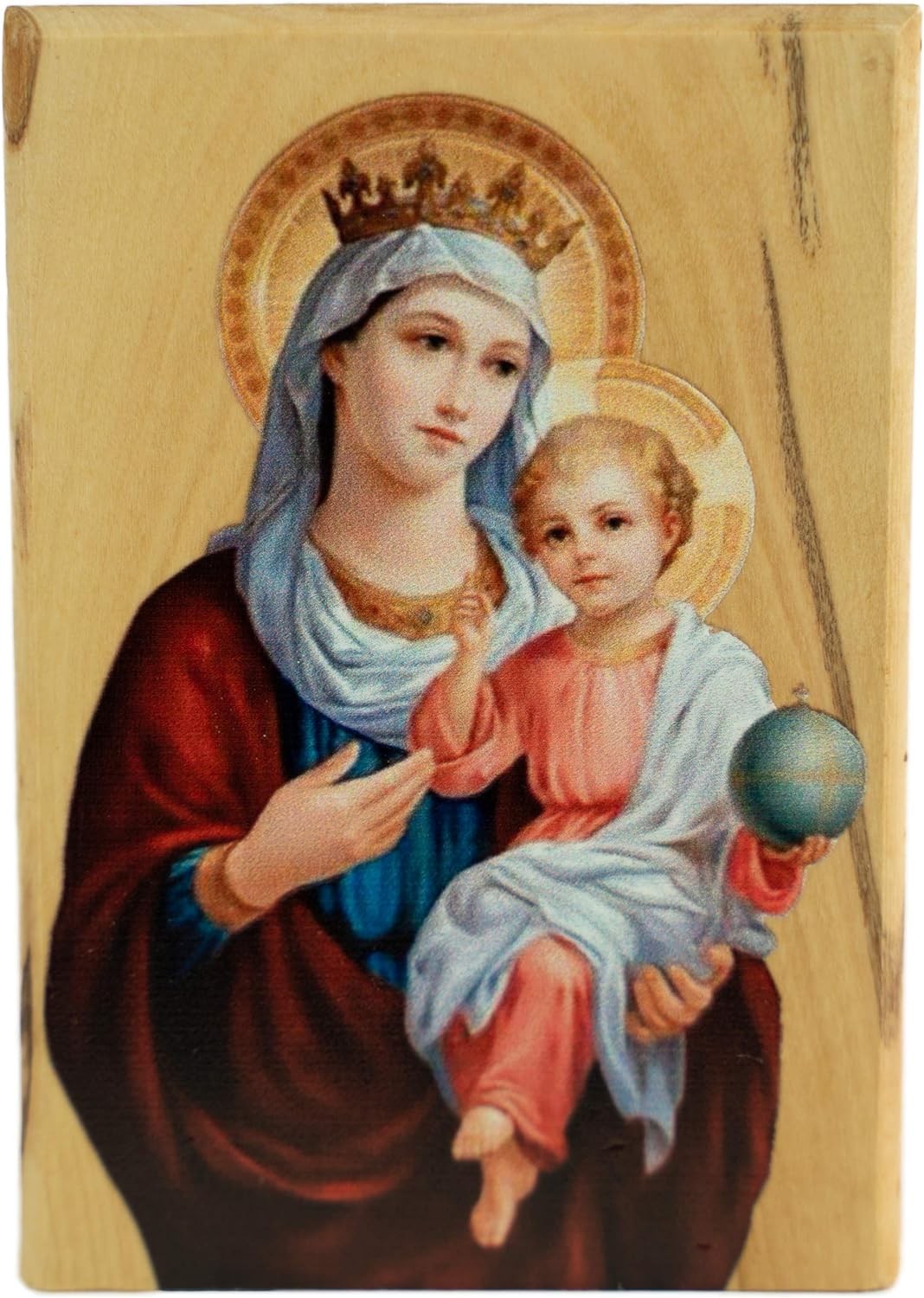 Mary Queen Of Heaven Icon From Israel, Holy Land Olive Wood Decor, Sacred Blessed Mother