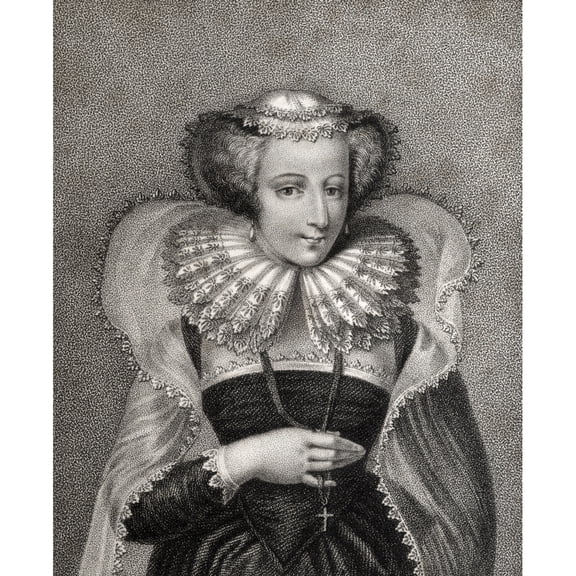 Mary Queen Of Scots 1542-1587 Also Mary Stuart Daughter Of James V King Of Scotland Engraved By Bocquet From The Book A