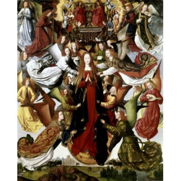 Mary Queen of Heaven - The St Lucy Legend Master of the St Lucy Legend 15th C Netherlandish Oil on Wood Panel - 18 x 24 in.