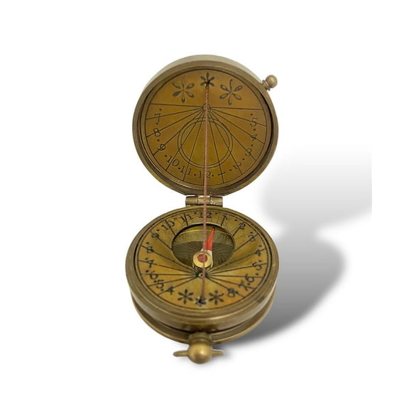 Tajdaar Handicrafts Sundial Compass in Antique Brass Finish with Vintage Nautical Decor, 1 Count