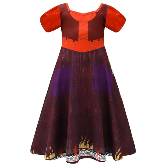 KAWELL Mary Sanderson/Sarah/Winifred Sanderson Costume Dress for Girls Halloween Witch Cosplay Outfit Dress Up