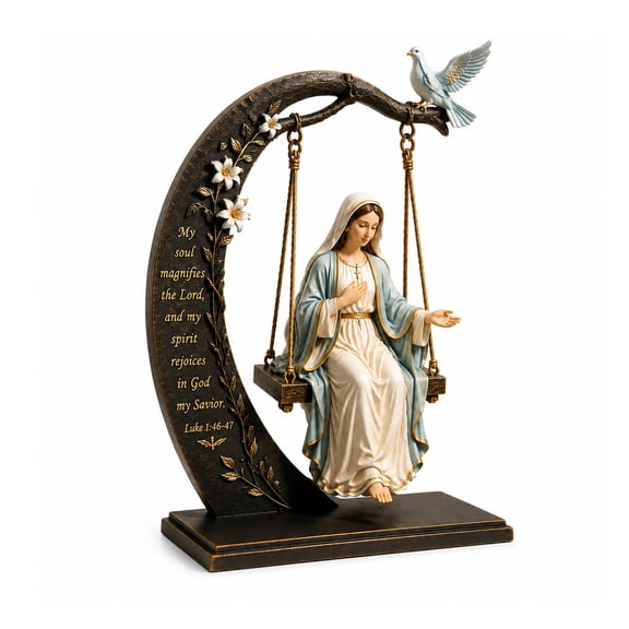 Mary Sculpture Themed Tabletop Decor Featuring A and Crescent Arch Mary Tabletop Figurine Devotional Decorative Sculpture
