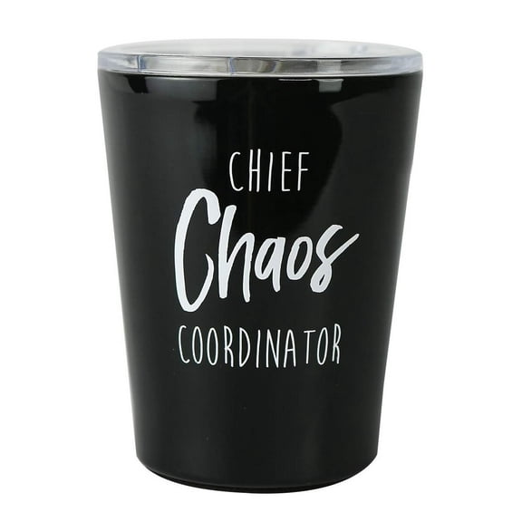 Mary Square Black Stemless Coffee Tumbler with Lid - Chief Chaos Coordinator