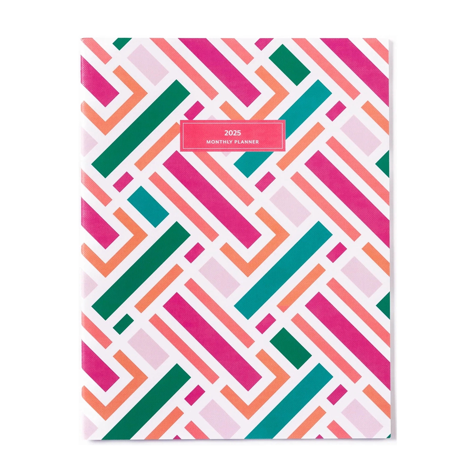 Mary Square So Darling Lock Step Pink Teal and Orange Large 9.5 x 7.5 Coated Canvas Saddle Stitched Binding January - December 2025 Bound Weekly and Monthly Planner
