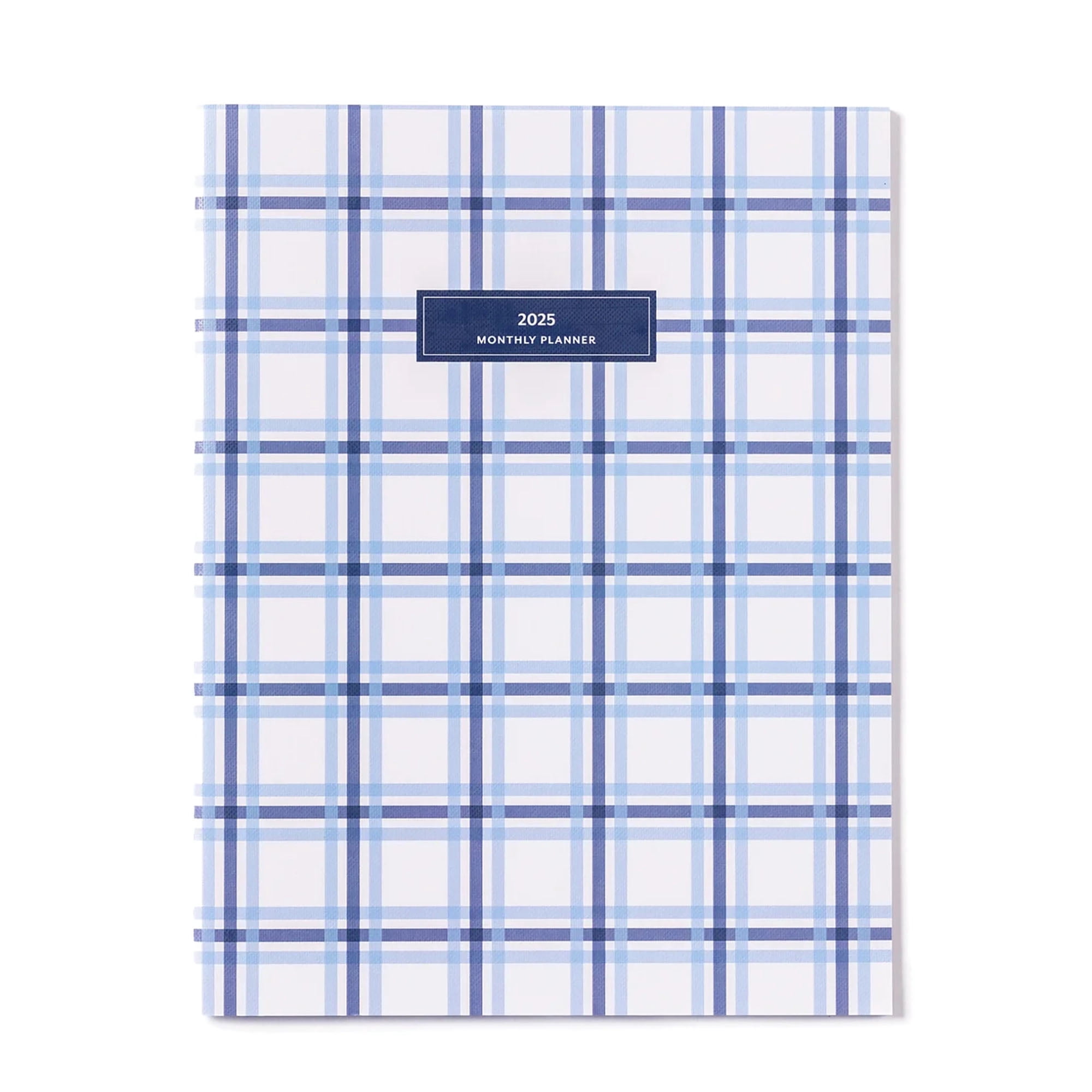 Mary Square So Darling Tee Time Blue and White Golf Plaid Large 9.5 x 7.5 Coated Canvas Saddle Stitched Binding January - December 2025 Bound Weekly and Monthly Planner