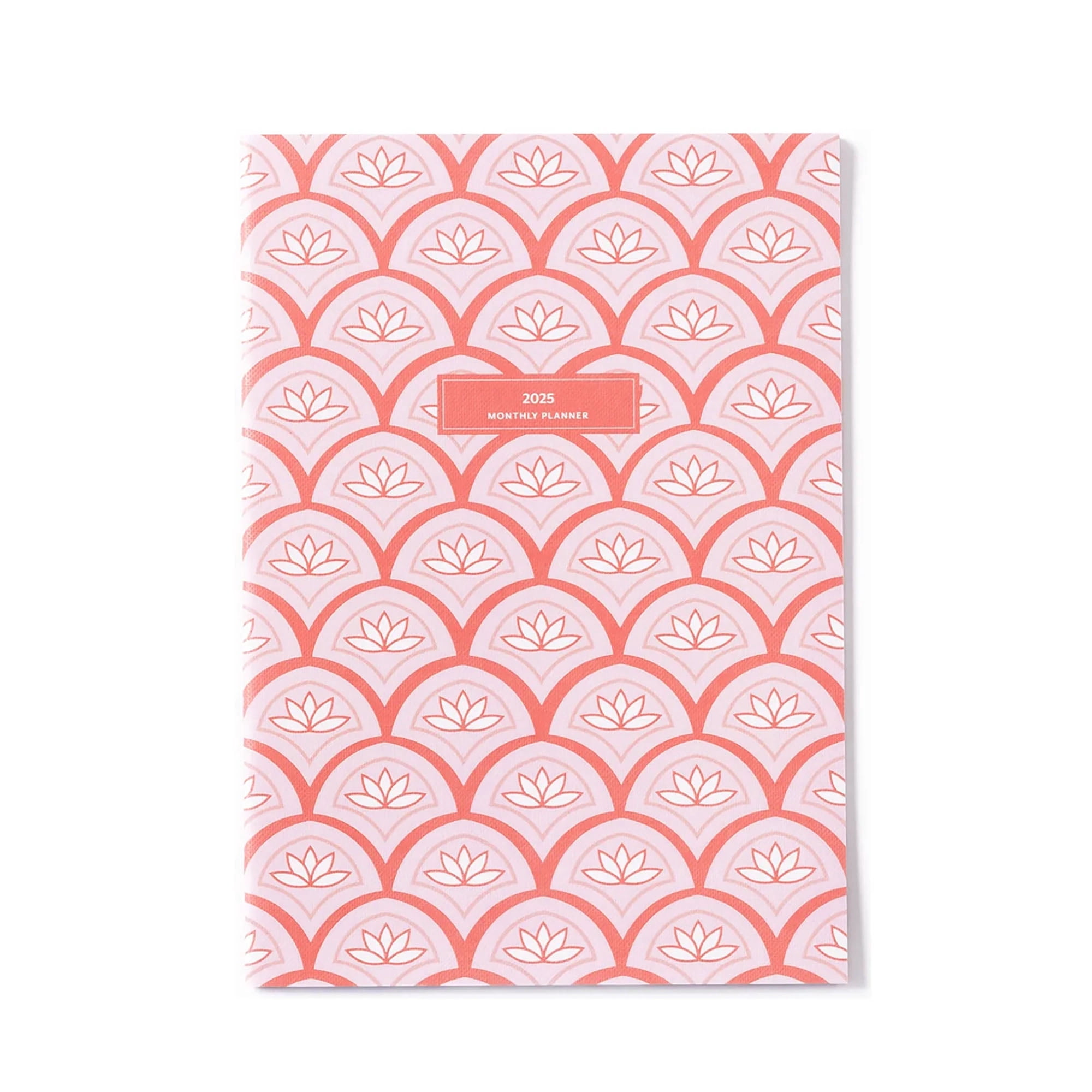 Mary Square So Darling Vibrant Pink Lotus Flower Medium 8.5 x 6 Coated Canvas Saddle Stitched Binding January - December 2025 Bound Weekly and Monthly Planner