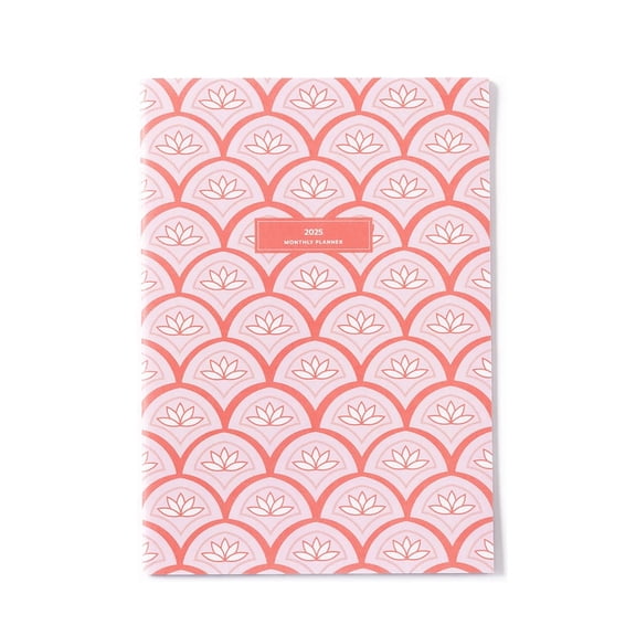 Mary Square So Darling Vibrant Pink Lotus Flower Medium 8.5 x 6 Coated Canvas Saddle Stitched Binding January - December 2025 Bound Weekly and Monthly Planner