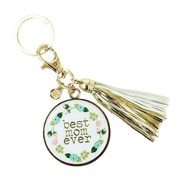 Mary Square Floral Key Chain With Tassel - Best Mom