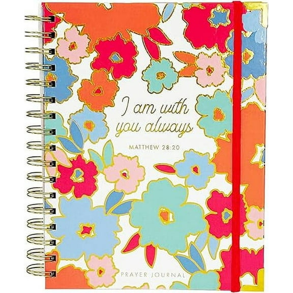 Mary Square I Am With You Always Sweeten the Day Pink Floral 7 x 9 Paper Prayer Journal Spiral Bound Notebook