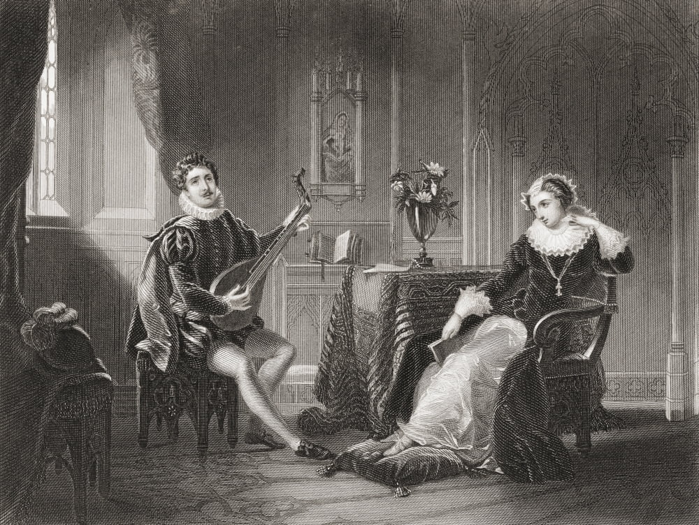 Mary Stuart And Chatelard Mary Queen Of Scots 1542 Canvas Art - Ken Welsh Design Pics (17 x 13)