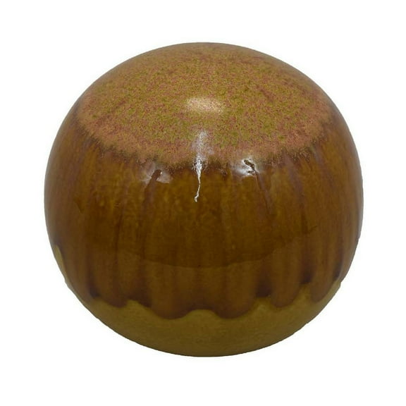 Mary Tabletop Accent Decor, Modern Round Orb, 10 Inch Brown Ceramic