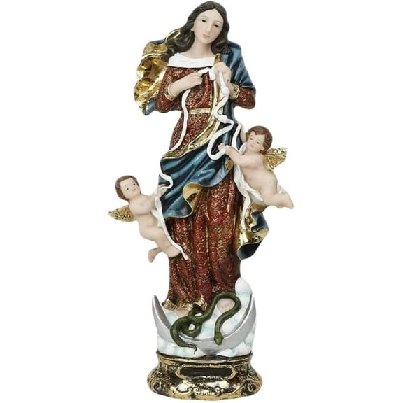 Mary Undoer of Knots Statue – Virgen Desatanudos Virgin Mary Figurine | Hand-Painted Catholic Resin Statue for Home Altar, Prayer Room, Religious Gift, Spiritual Decor (12")