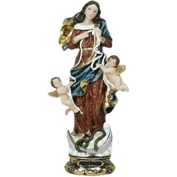 Mary Undoer of Knots Statue – Virgen Desatanudos Virgin Mary Figurine | Hand-Painted Catholic Resin Statue for Home Altar, Prayer Room, Religious Gift, Spiritual Decor (8")