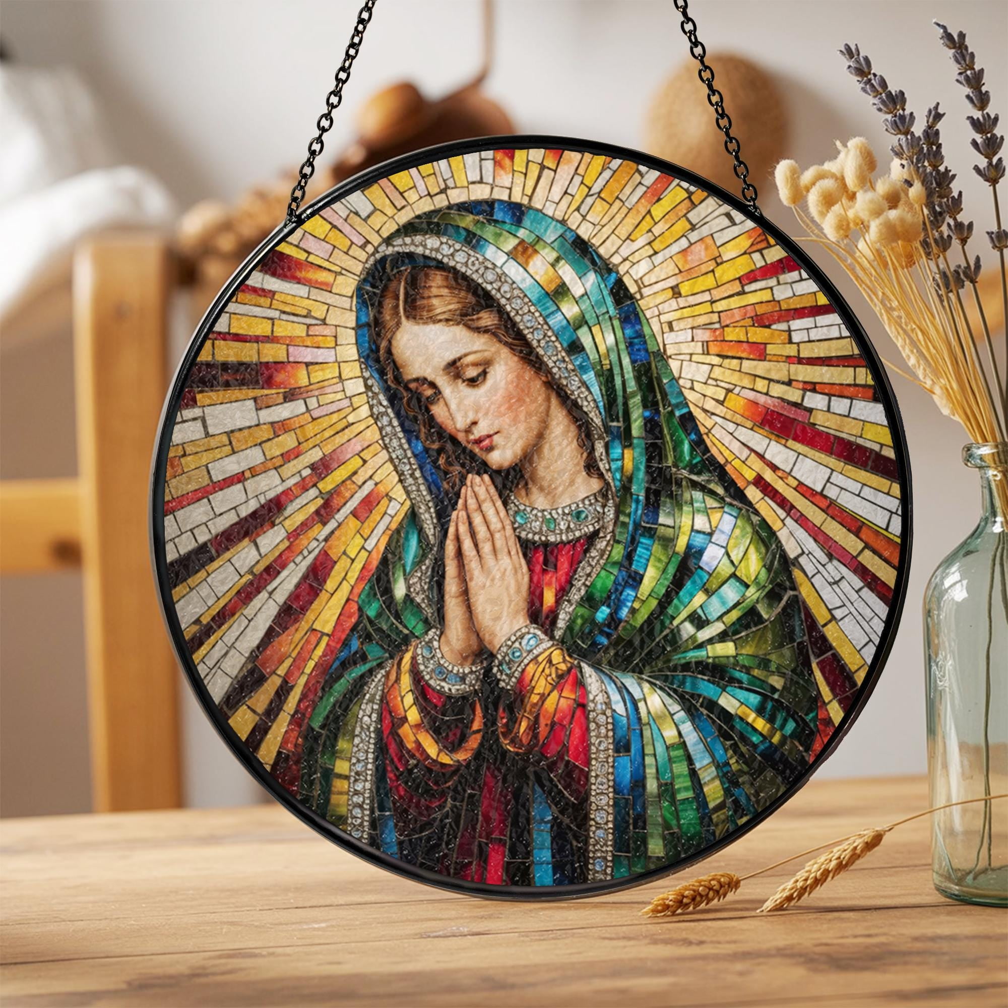 Mary of Guadalupe Stained Glass Suncatcher, Religious Home Decor, Mary ...