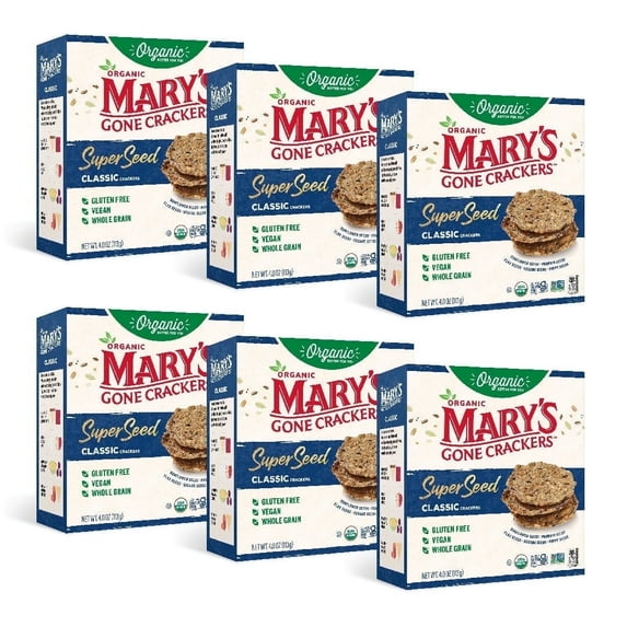 Mary's Gone Crackers Organic Super Seed Classic, Gluten-Free Crackers, 4 oz, 6 pack
