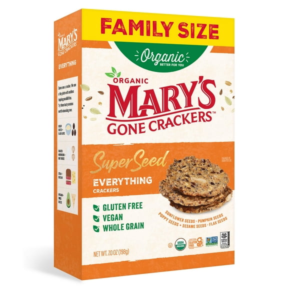 Marys Gone Crackers Super Seed Organic, Gluten Free Everything Crackers, 7 oz