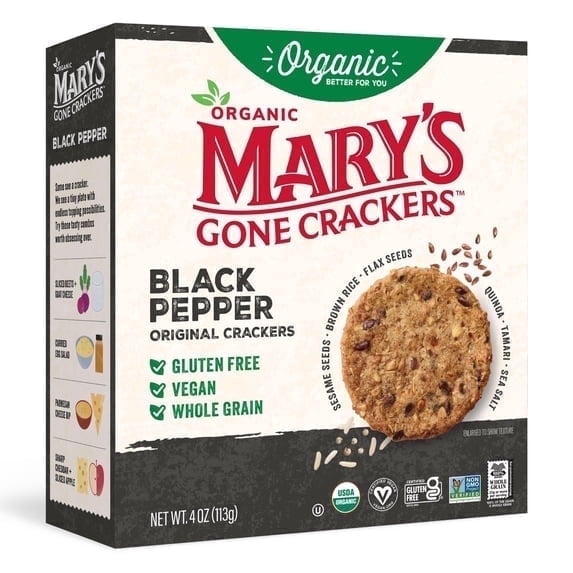 Marys Gone Crackers Original Organic, Gluten Free Black Pepper Crackers, 4 oz