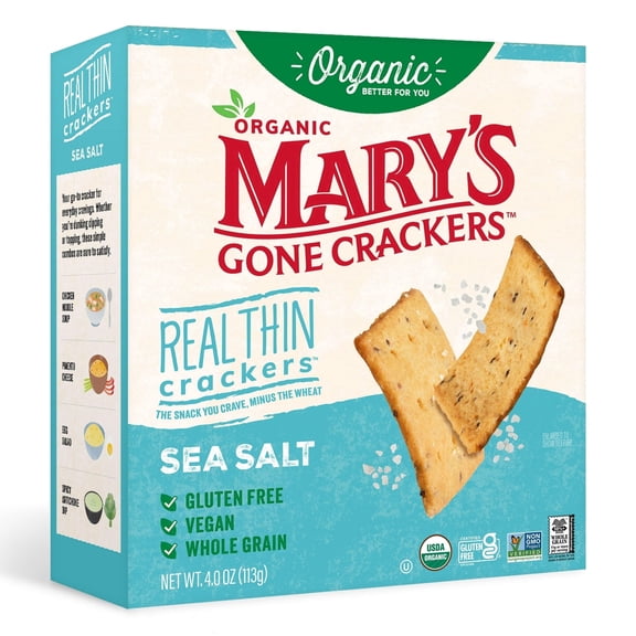Marys Gone Crackers Real Thin Organic, Gluten Free Sea Salt Crackers, 4 oz