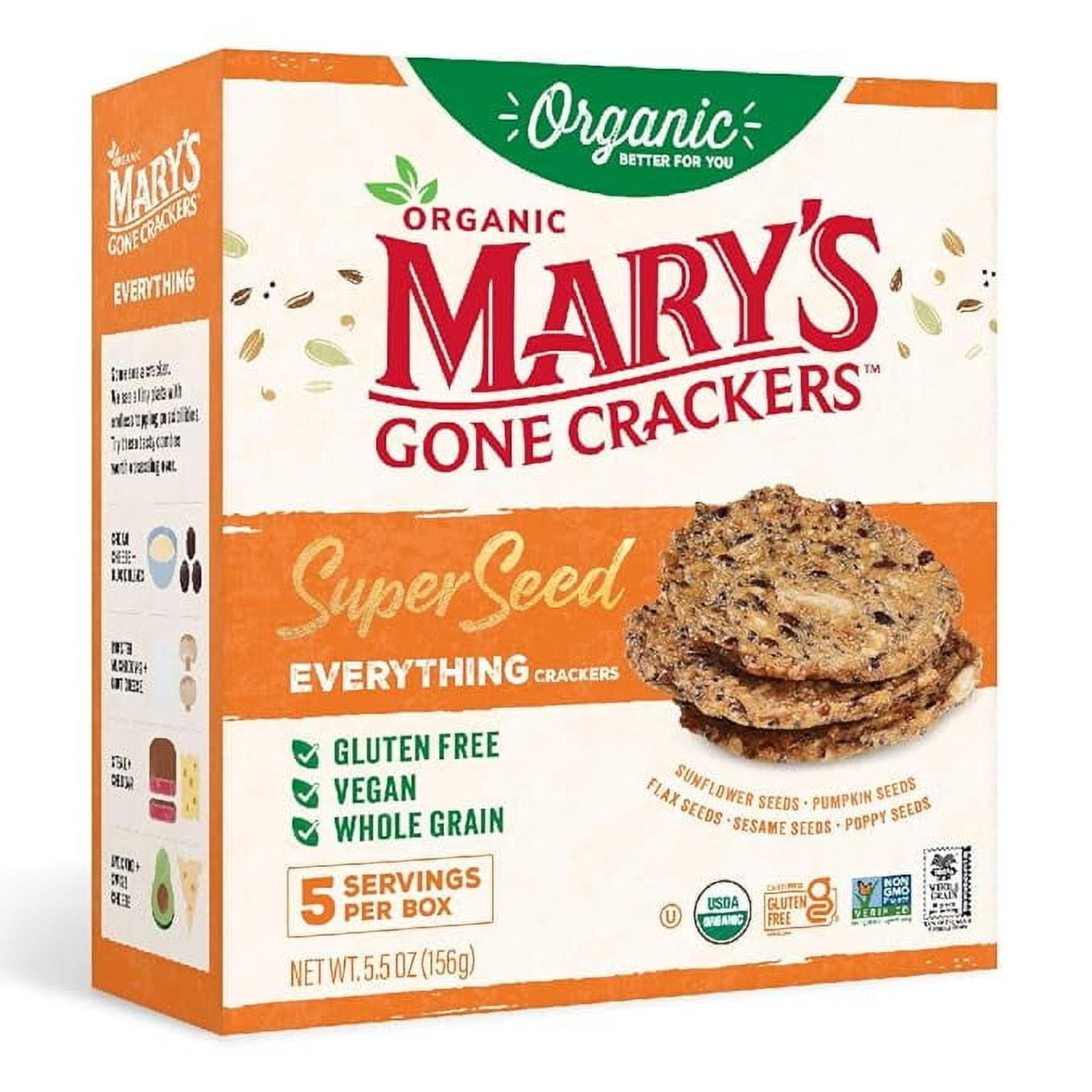 Mary's Gone Crackers Super Seed Crackers, Organic Plant Based Protein, Gluten Free, Everything, 5.5 Ounce (Pack of 1)