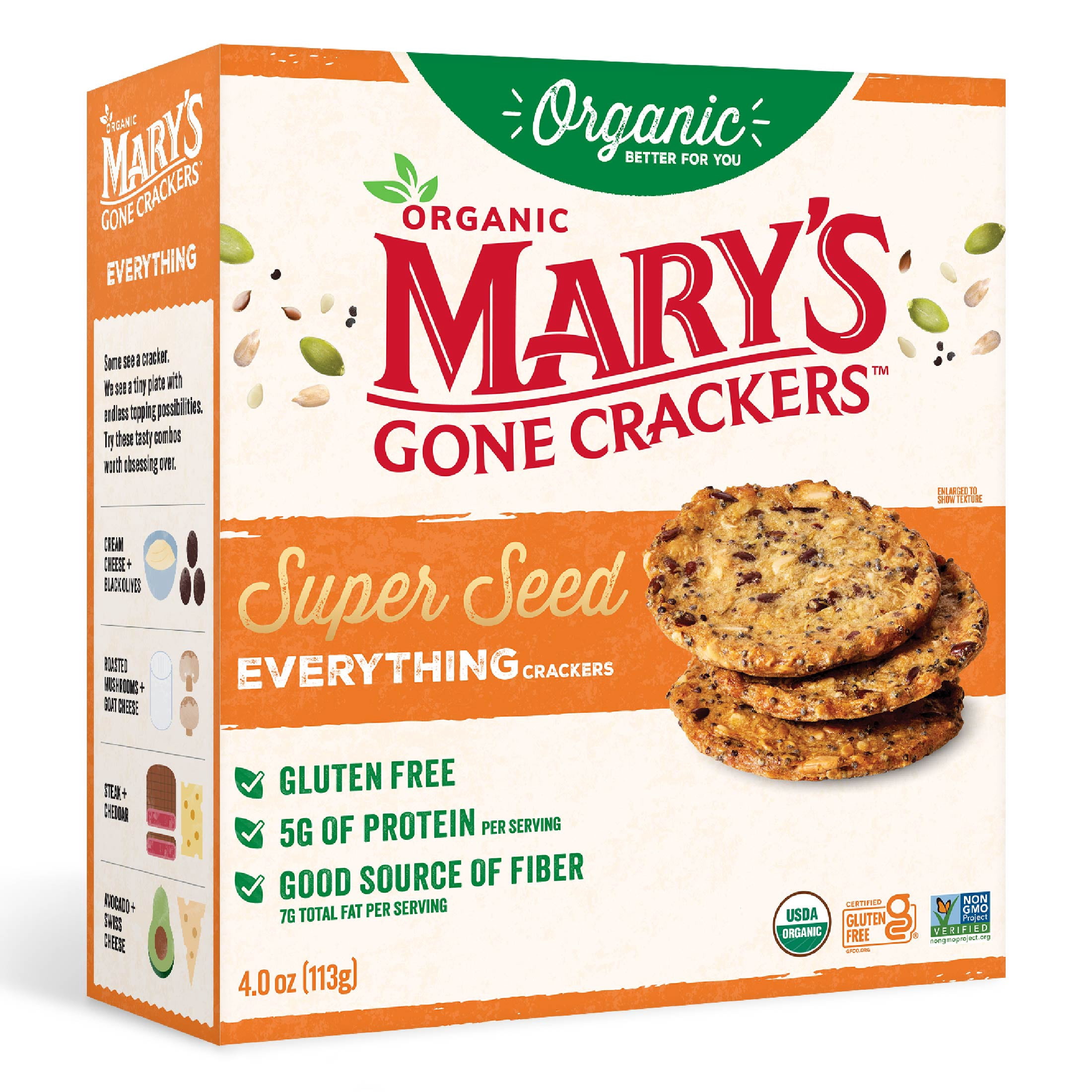Mary’s Gone Crackers Super Seed Organic, Gluten Free Everything Crackers, 4 oz
