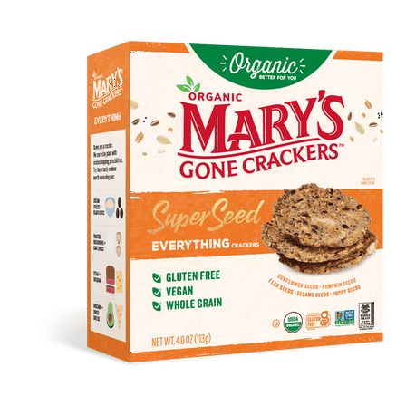 Mary's Gone Crackers Super Seed Everything, Gluten-Free Crackers, 4 oz - 2 Pack