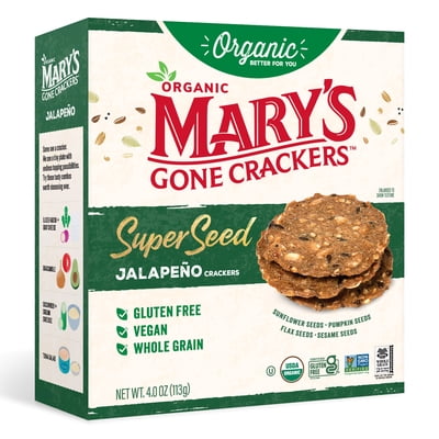 Marys Gone Crackers Super Seed Organic Gluten Free Jalapeo Crackers, 4 oz
