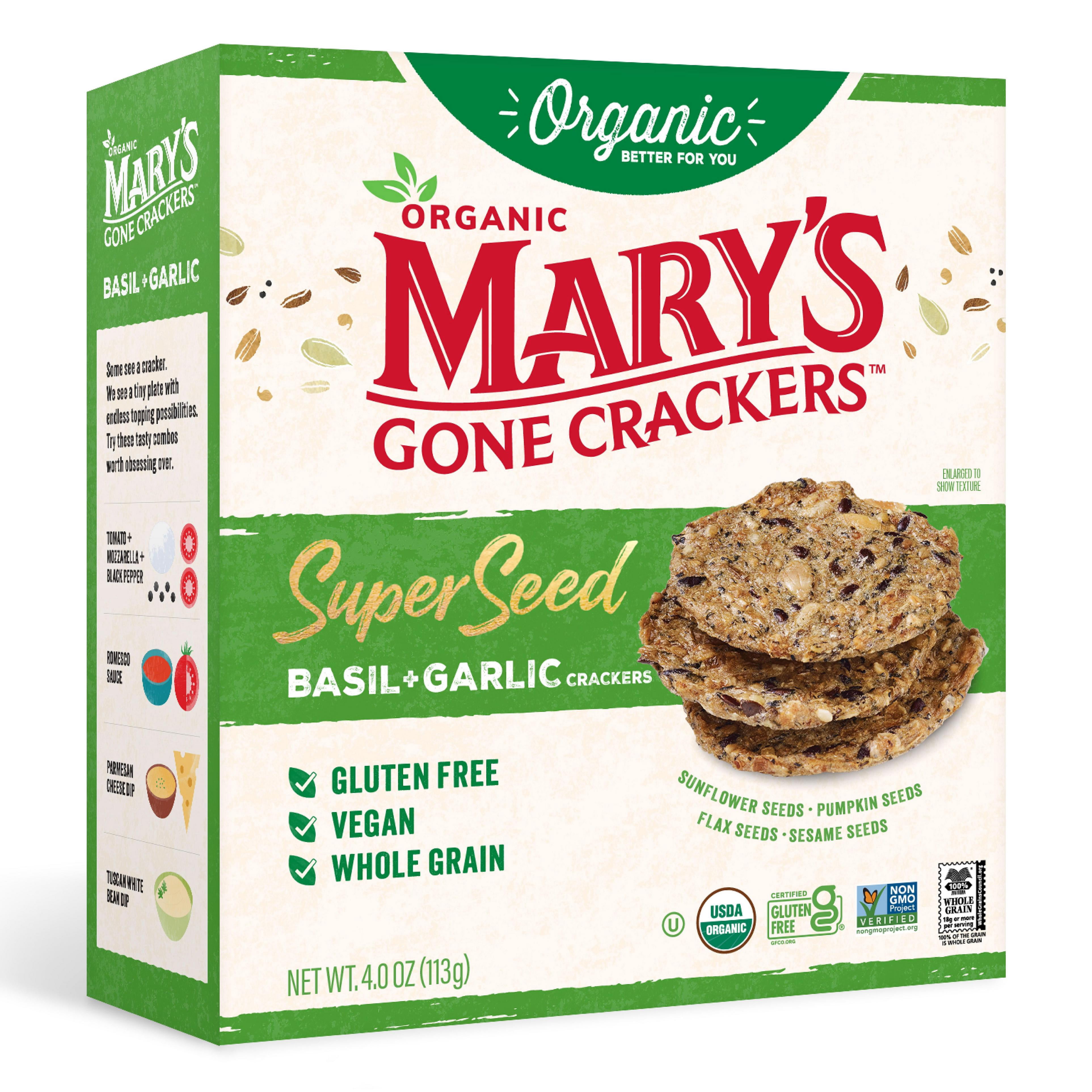 Mary’s Gone Crackers Super Seed Organic, Gluten Free Basil & Garlic Crackers, 4 oz