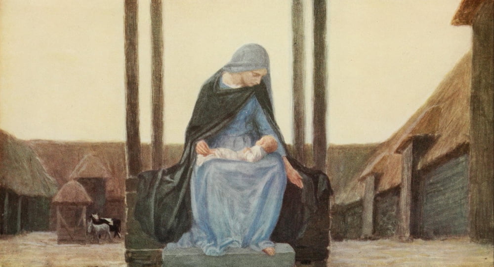 Mary the Mother of Jesus 1923 Mary with baby Canvas Art - Robert Anning Bell (18 x 24)