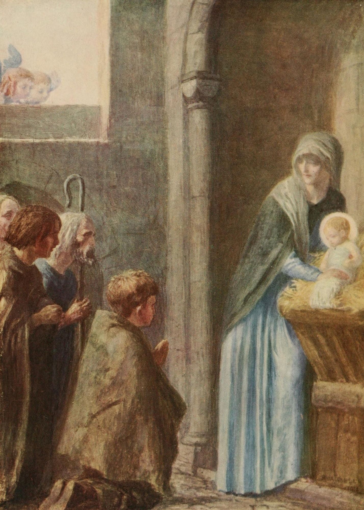 Mary the Mother of Jesus 1923 Visitation of Shepherds Canvas Art - Robert Anning Bell (18 x 24)
