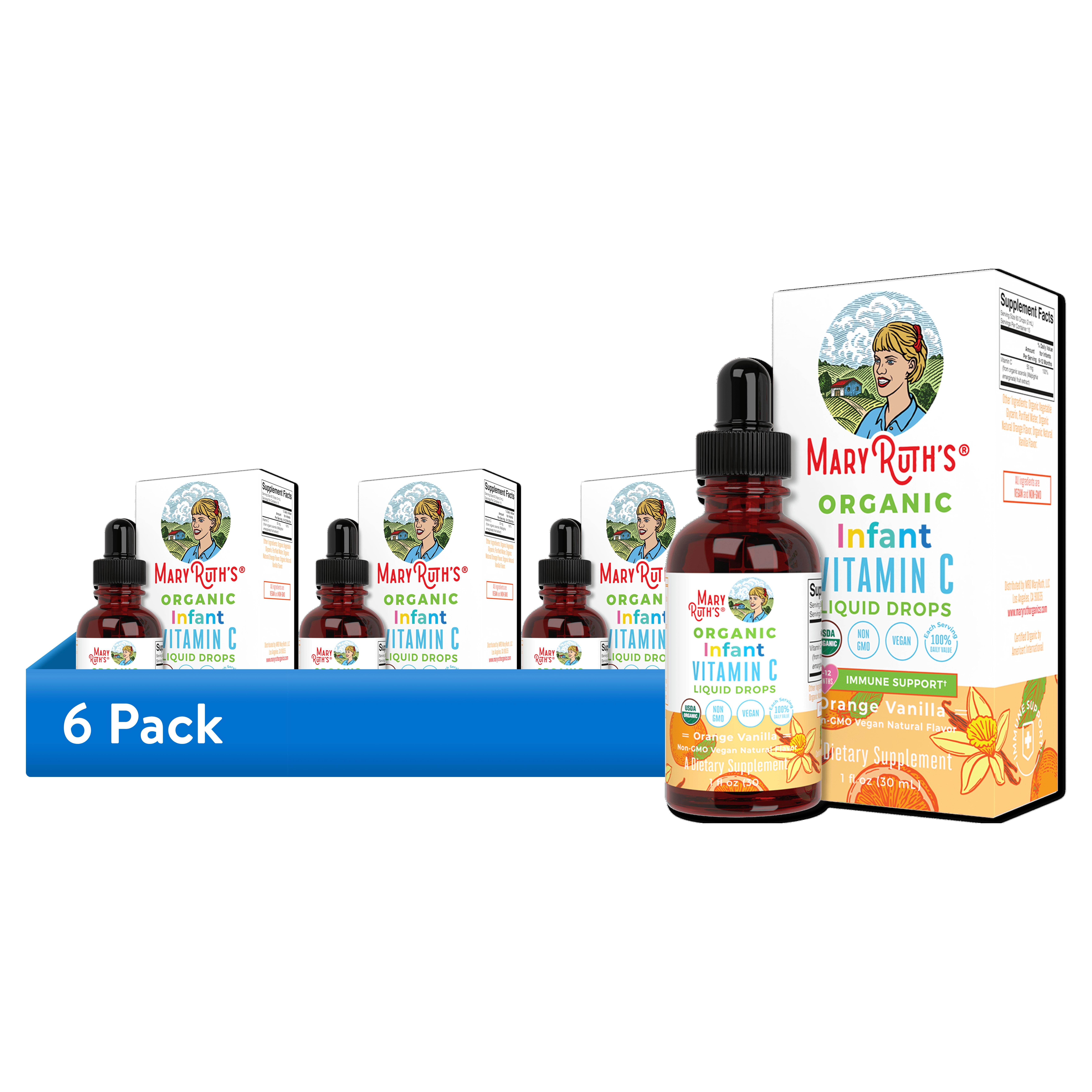 (6 pack) MaryRuth Organics Infant Vitamin C Liquid Drops, Organic, 1 fl oz