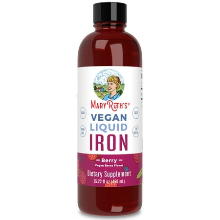 MaryRuth Organics | Liquid Iron Supplement for Women Men & Kids | Iron Deficiency, Immune Support | Sugar Free, Vegan, Non-GMO | 15.22 fl oz / 450ml